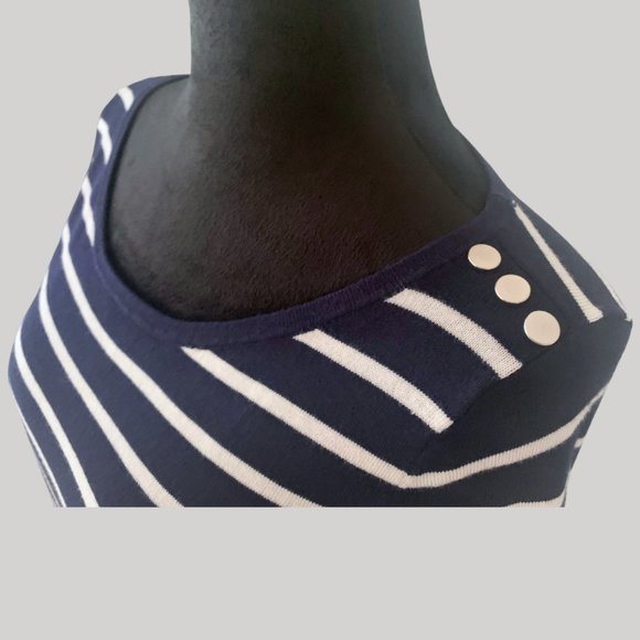 New York & Company 7TH AVENUE DESIGN STUDIO Navy blue/white Soft Sweater size M - Picture 4 of 10